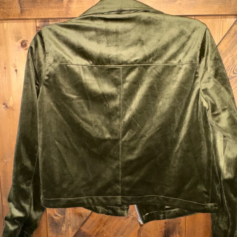LC Lauren Conrad Green Bomber Jacket Velvet - Picture 4 of 4